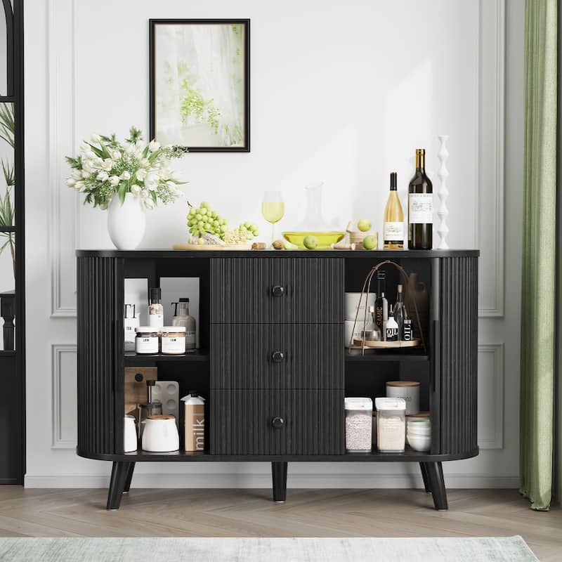 Meyreso Fluted Sideboard Buffet Cabinet with Storage