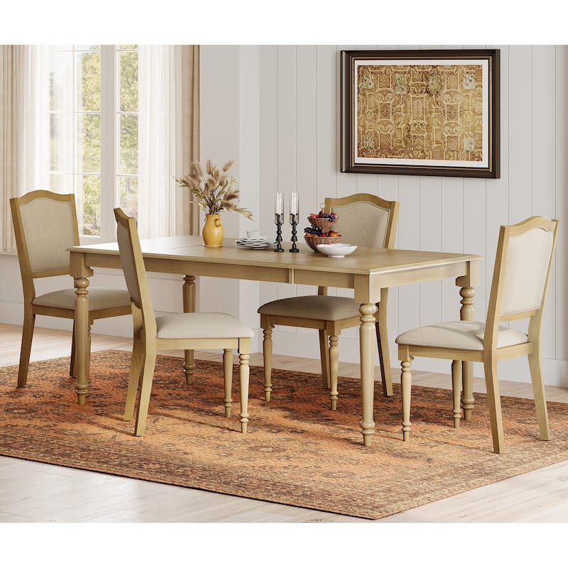 Dining Chair with Upholstered Back, Farmhouse Wood Kitchen Chairs, Oak