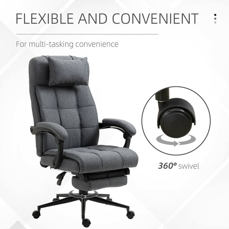 Swivel Task Chair Office Chair with Adjustable Height Retractable Footrest Headrest and Padded Armrest