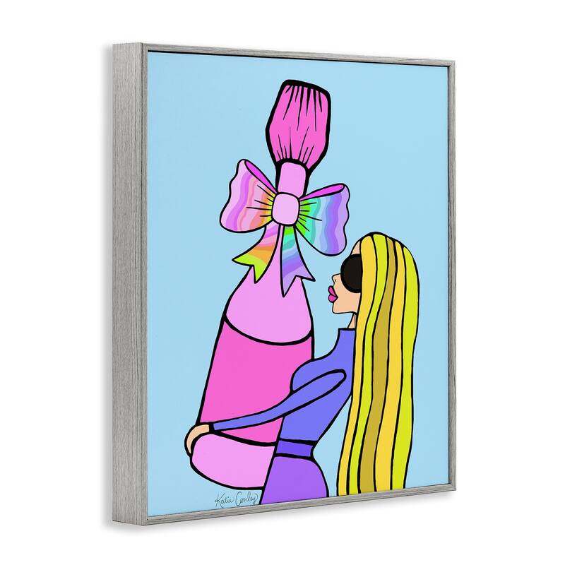 Stupell Bold Fashionista with Wine Bottle Framed Giclee Art Design By Katie Conley