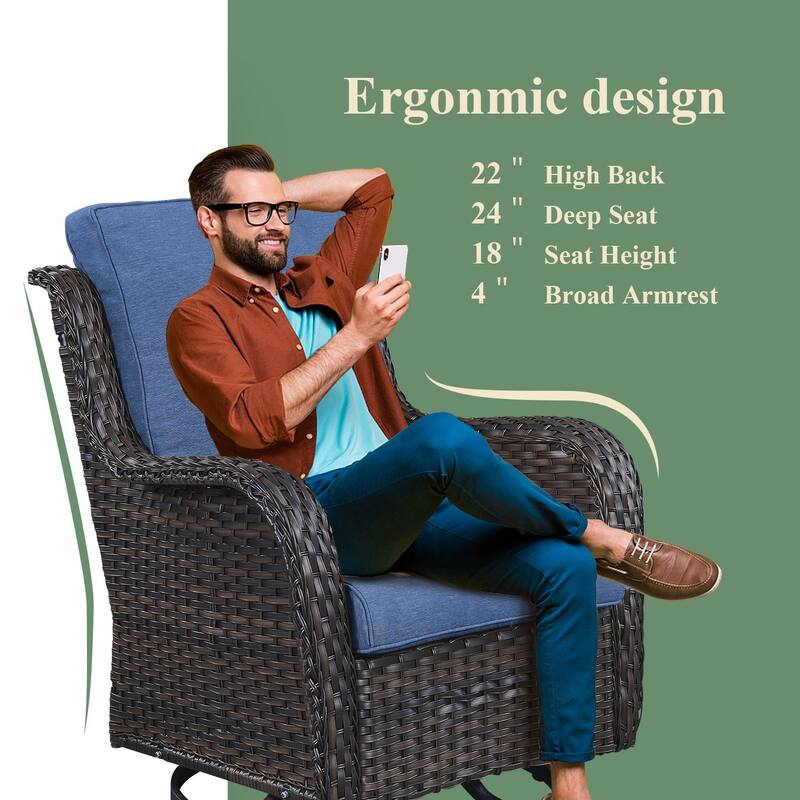 Gymojoy Patio Swivel Chair Rocking Chair Set Weather-resistance