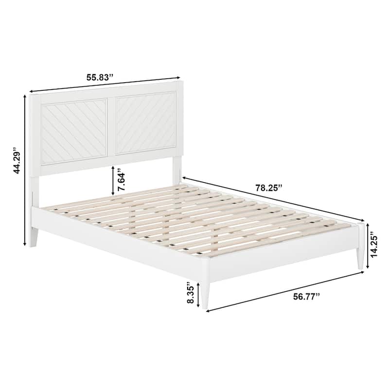 Berkshire Full Solid Wood Low Profile Platform Bed in White