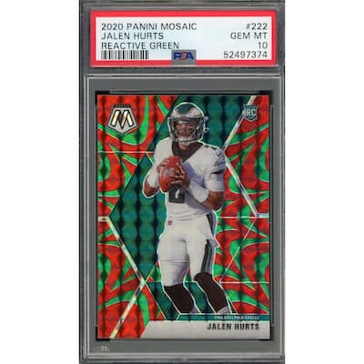 Jalen Hurts 2020 Panini Mosaic Reactive Green Rookie Card #222 Graded PSA 10 - 8'6" x 11'6"
