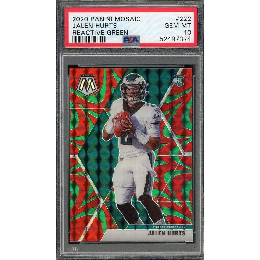 Jalen Hurts 2020 Panini Mosaic Reactive Green Rookie Card #222 Graded PSA 10 - 8'6" x 11'6"