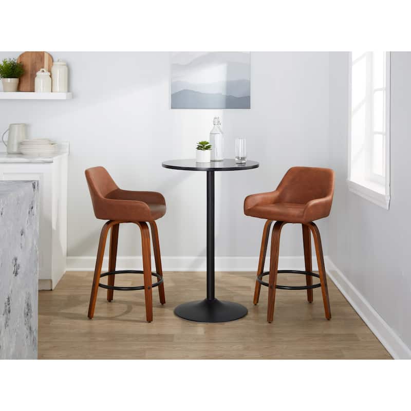 Porch & Den Galotti 26" Fixed-Height Counter Stool with Bent Wood Legs & Round Footrest (Set of 2)
