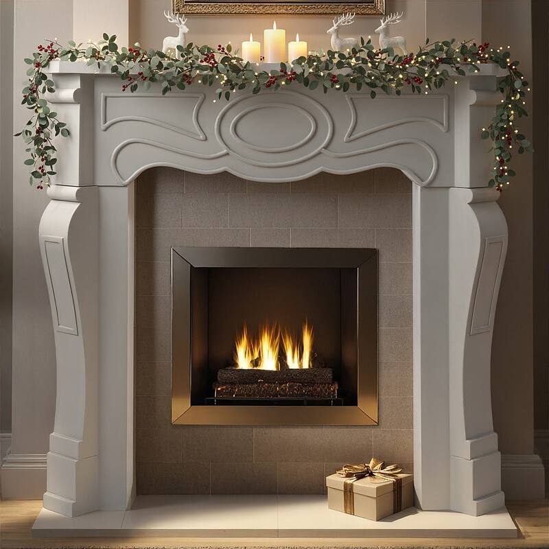 Victorian Decorative Fireplace Mantel - Grey