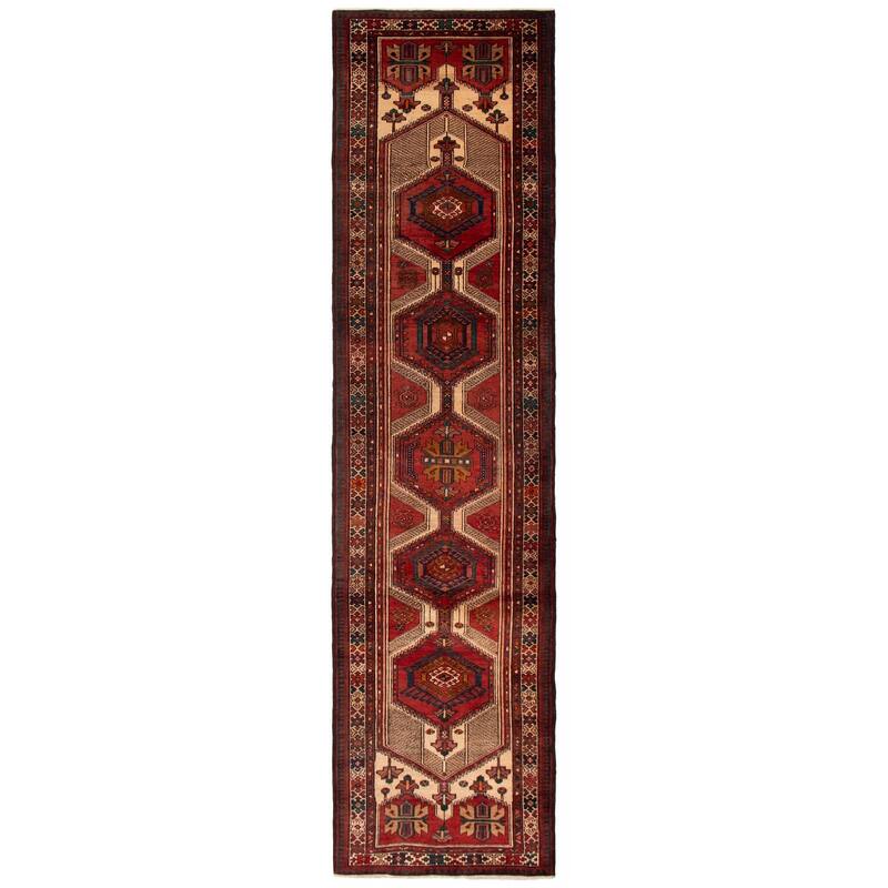ECARPETGALLERY Hand-knotted Konya Anatolian Cream, Red Wool Rug - 3'6 x 13'9 - Cream/ Red - 3'6 x 13'9