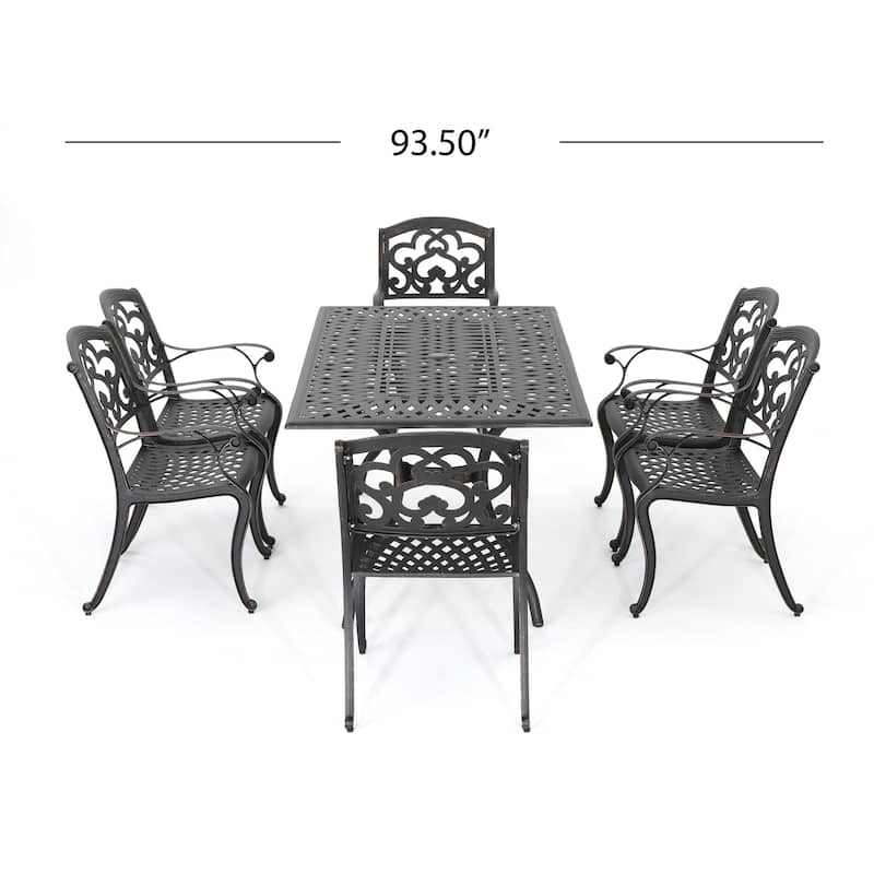 Austin Outdoor 7-piece Cast Aluminum Rectangle Dining Set by Christopher Knight Home