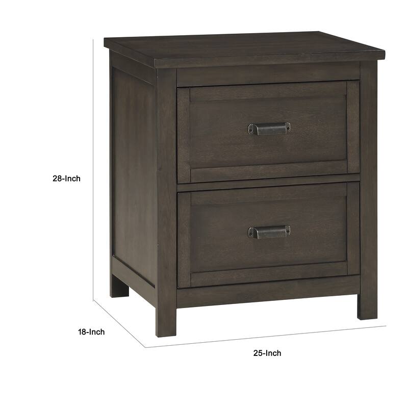 Bron Nightstand, 2 Drawers, Dark Cherry Brown Birch Veneer, 28 Inch
