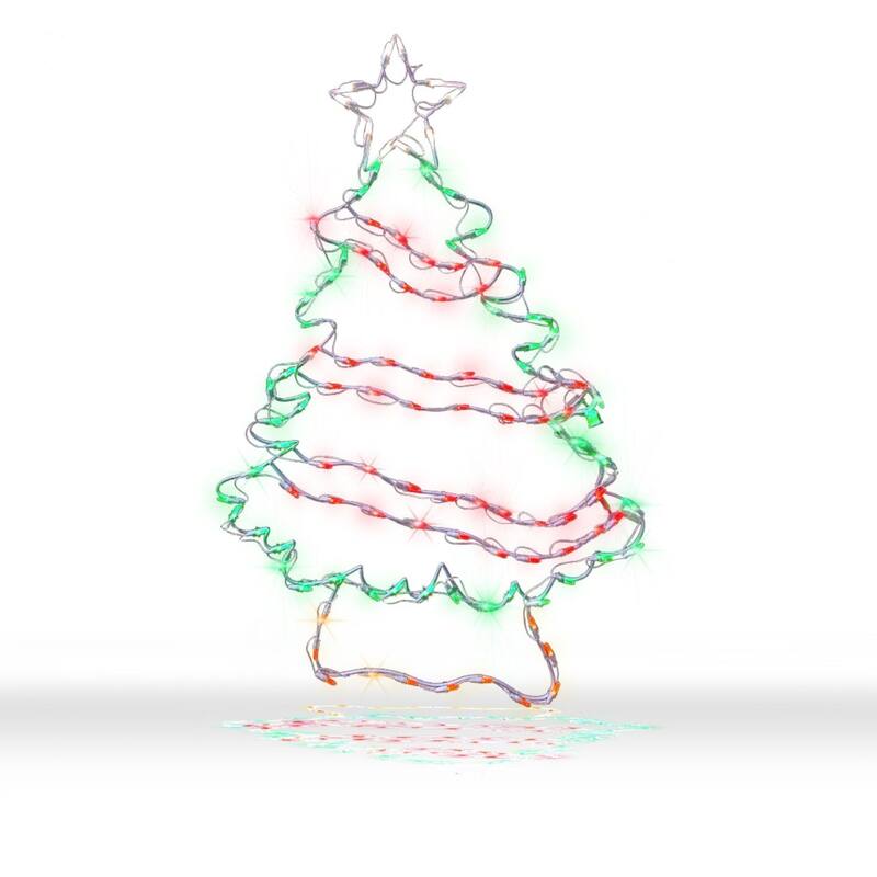 LED Lighted Christmas Tree with Garland Outdoor Decoration - 48" - Multi