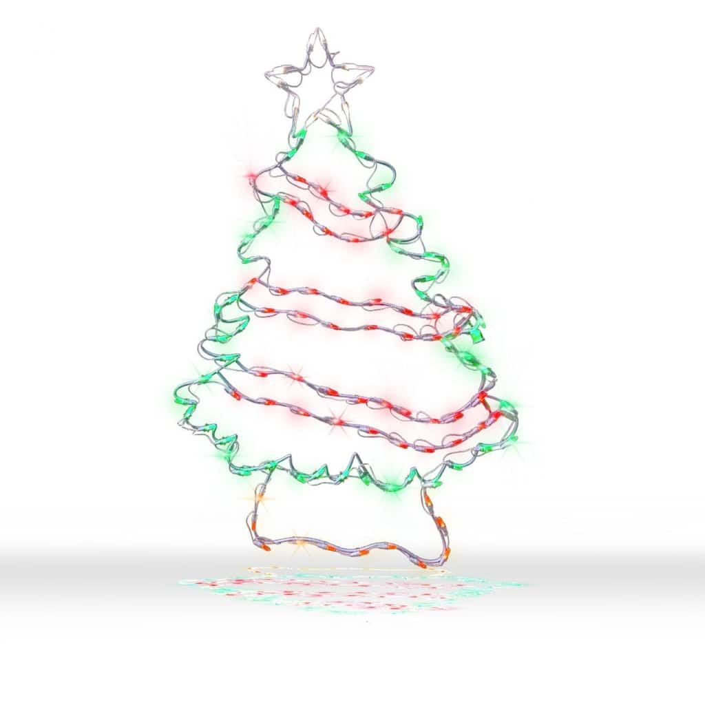 LED Lighted Christmas Tree with Garland Outdoor Decoration - 48" - Multi