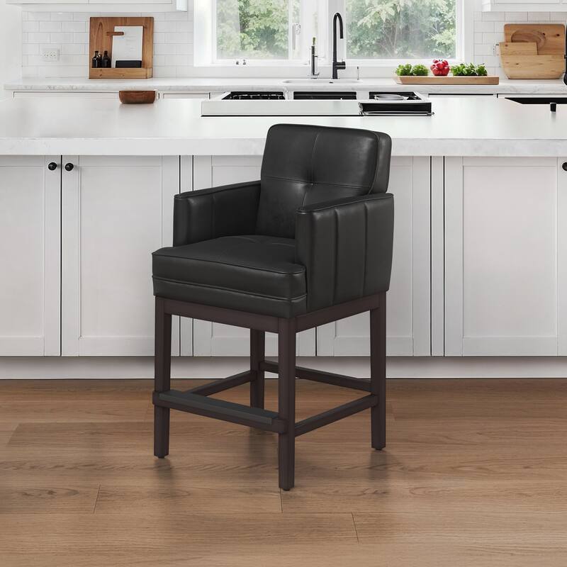 27.2 In Modern Cushioned Counter Height Bar Stools For Kitchen Island Dining Room Ba - 22.4" W x 20.6" D x 40.2" H - Single - black