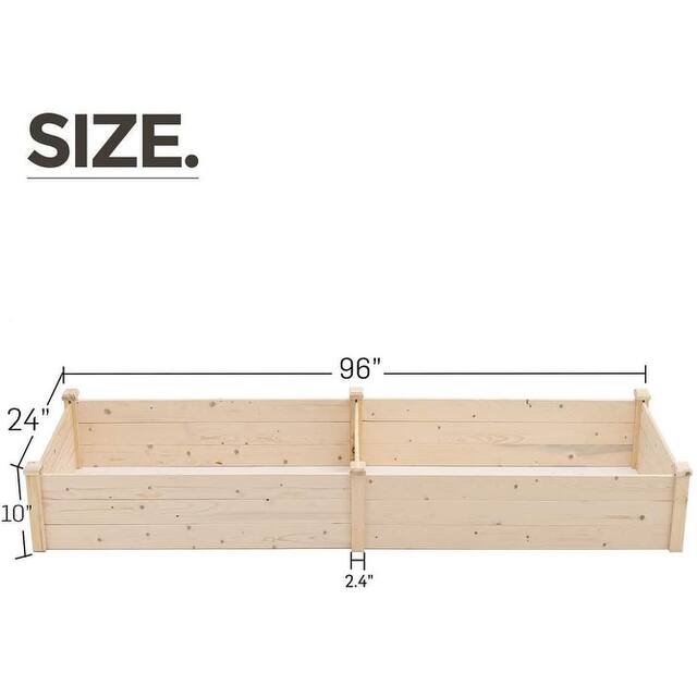 SUNCROWN 8-foot Wooden Garden Bed Planter Box