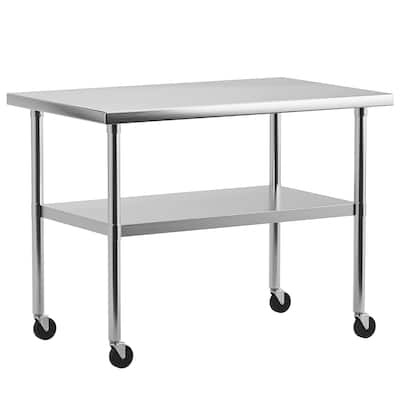 Heavy Duty NSF Stainless Steel Work Table with Wheels