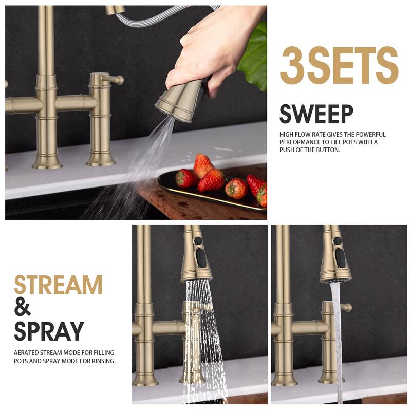 Dornberg 2-handle Bridge Kitchen Faucet With Pull-out Sprayer