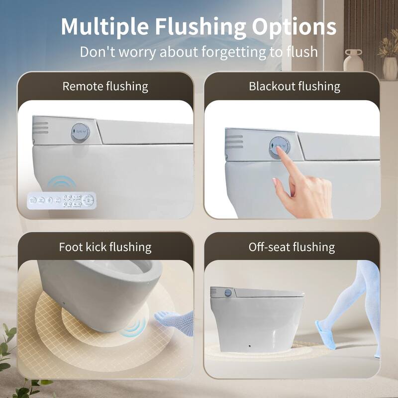 Smart Tankless Toilet with Bidet, Auto Flush, Heated Seat and Remote
