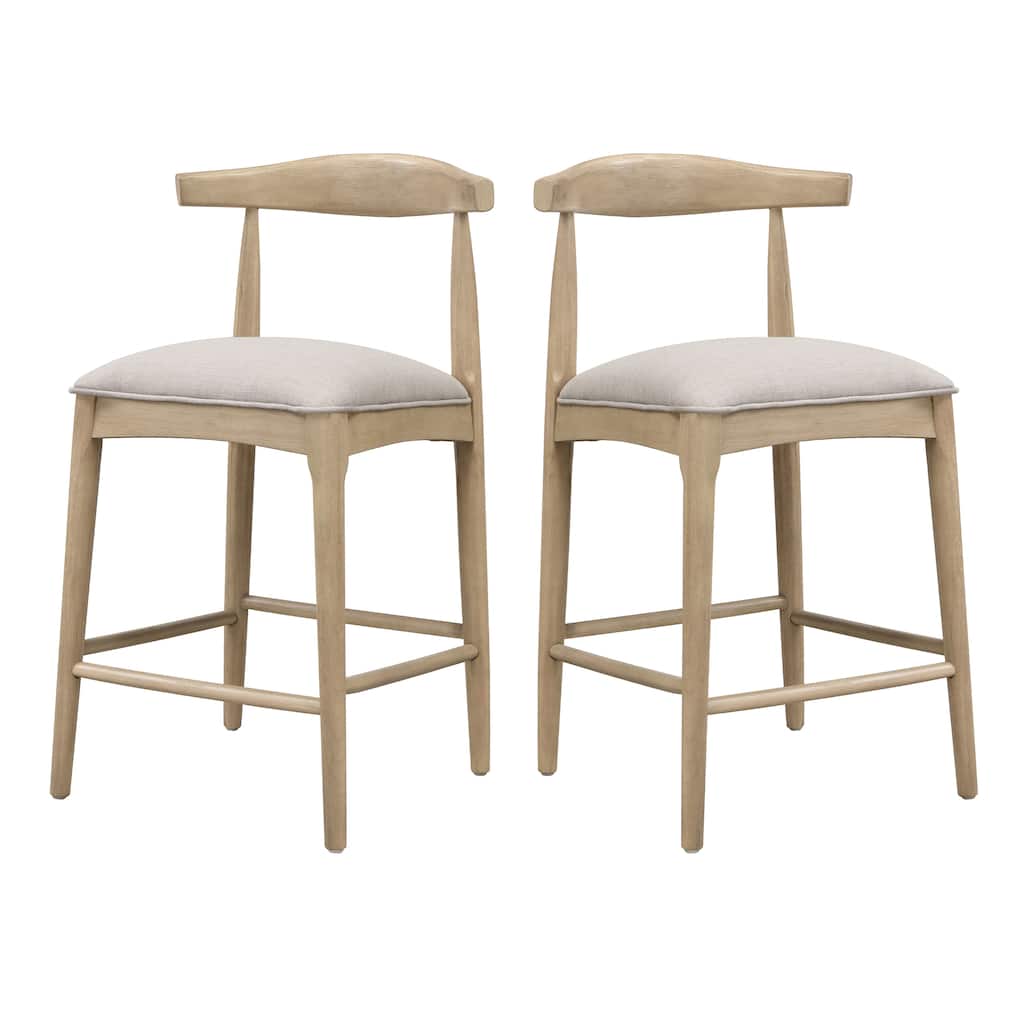 Roomfitters Counter Stool Set of 2, Upholstered Bar Chair with Wooden Frame for Kitchen Island