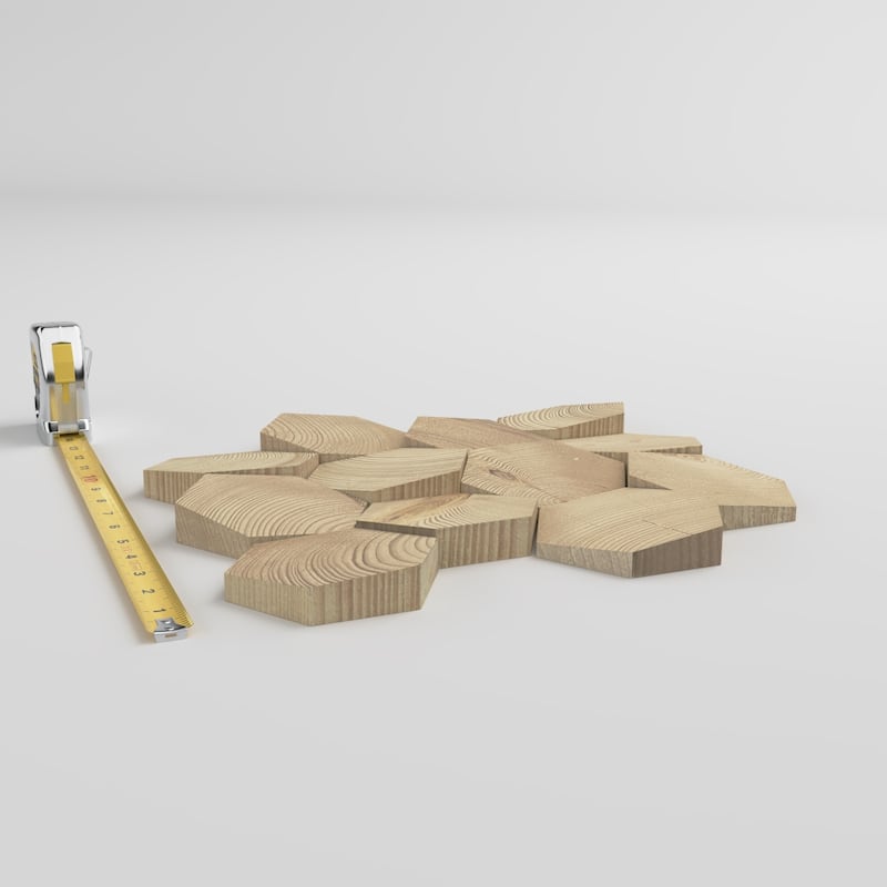 11 7/8"W x 11 7/8"H x 1/2"P Medium Honeycomb Wood Mosaic Wall Tile, Spruce - 11 7/8"W x 11 7/8"H x 1/2"P