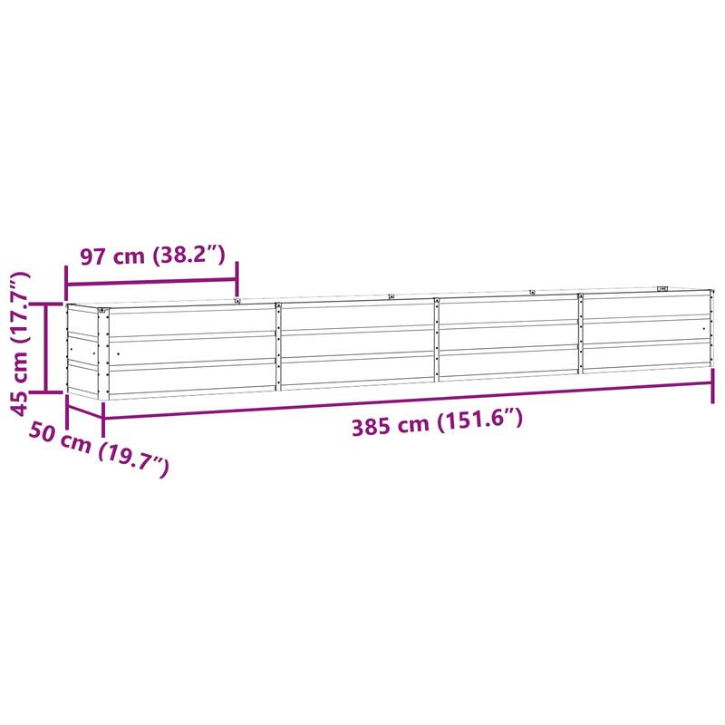vidaXL Planter in Galvanised Steel - 39.37 x 19.69 x 17.72