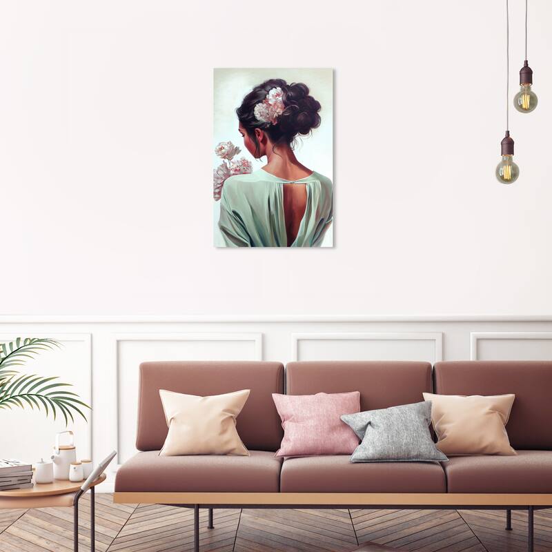 Wynwood Studio Fashion and Glam Genevieve Green and Mint Green Traditional Wall Art Canvas Print - 30 x 20