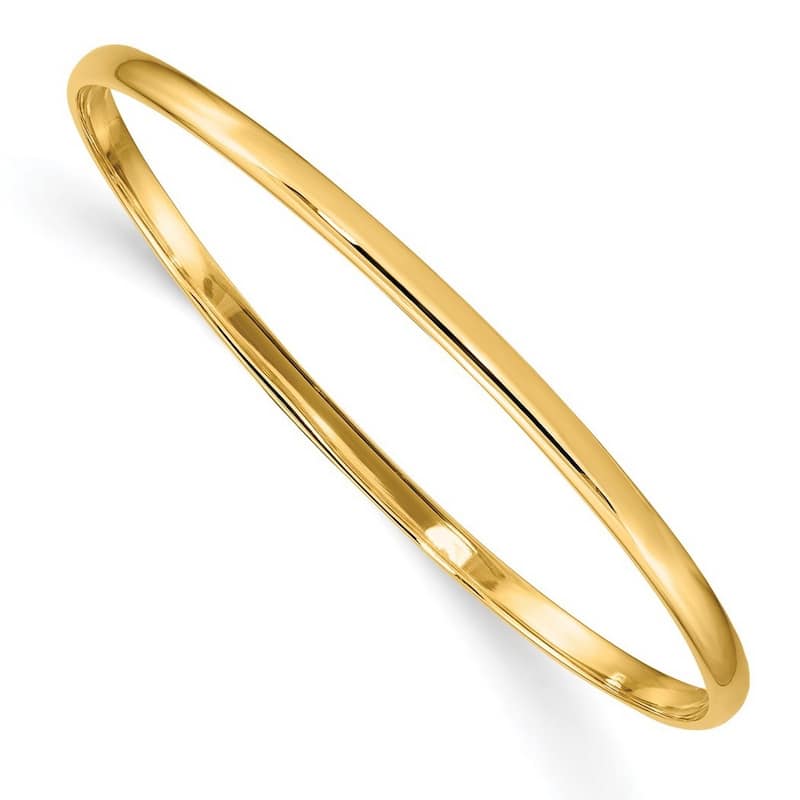 Curata 14k Yellow Gold Slip on Polished 2.5mm Slip-on 5.5 Inch Baby ID Bangle Bracelet
