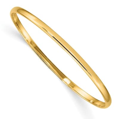 Curata 14k Yellow Gold Slip on Polished 2.5mm Slip-on 5.5 Inch Baby ID Bangle Bracelet