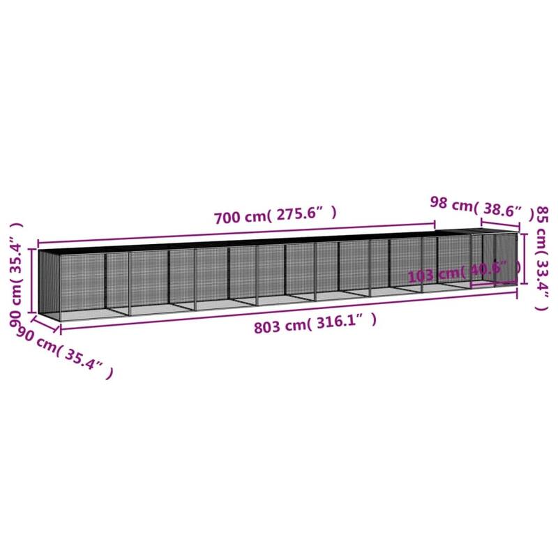 vidaXL Chicken Cage with Roof Light Gray/Anthracite multisize Galvanized Steel