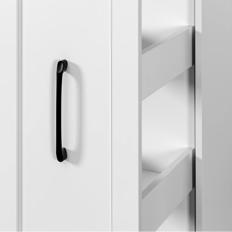 White Slim Rolling Storage Cart, Large Narrow Kitchen Organizer
