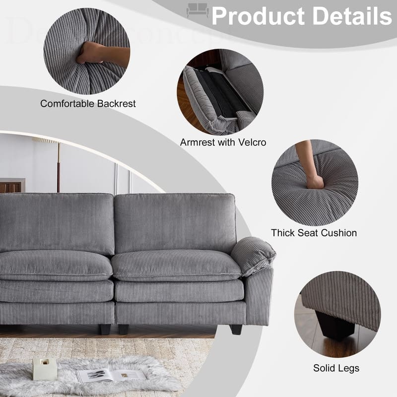 217*141*85 Chenille Two-Seater With Footstool Double Bag Indoor Double Sofa - 2+1