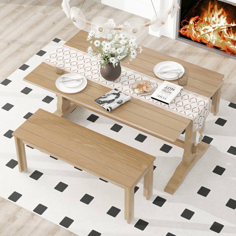 3-Piece Rustic Retro Dining Table and Chair Sets Home Party Dining Table and Chair Sets for Kitchen Garden Dining Room