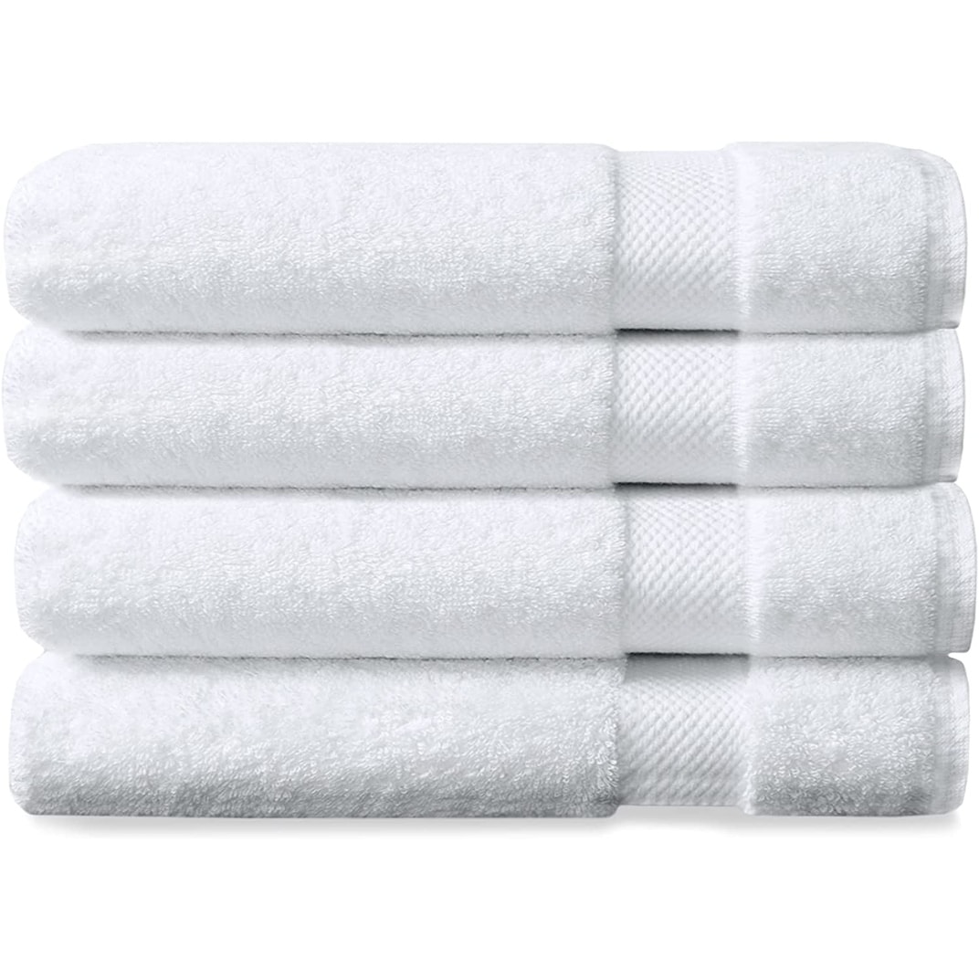 Brooks Ribbed Organic Cotton White Bath Towels