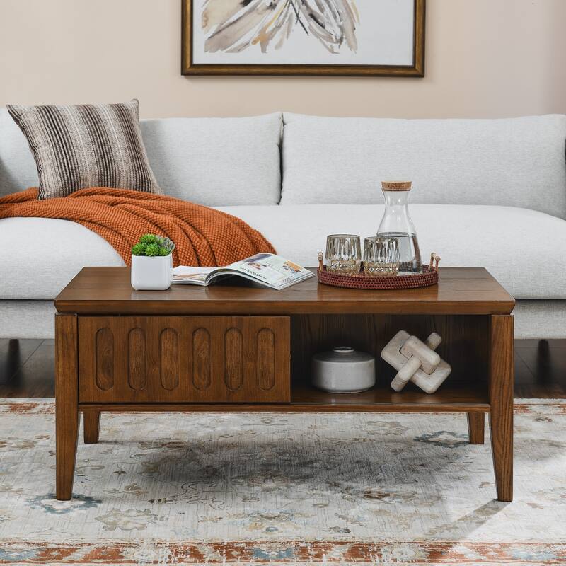 Mid Century Modern Fluted Coffee Table - Walnut