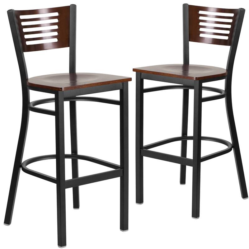 2 Pk. Hercules Series Decorative Slat Back Metal Restaurant Barstool - 19.75"W x 20"D x 43"H - 19.75"W x 20"D x 43"H