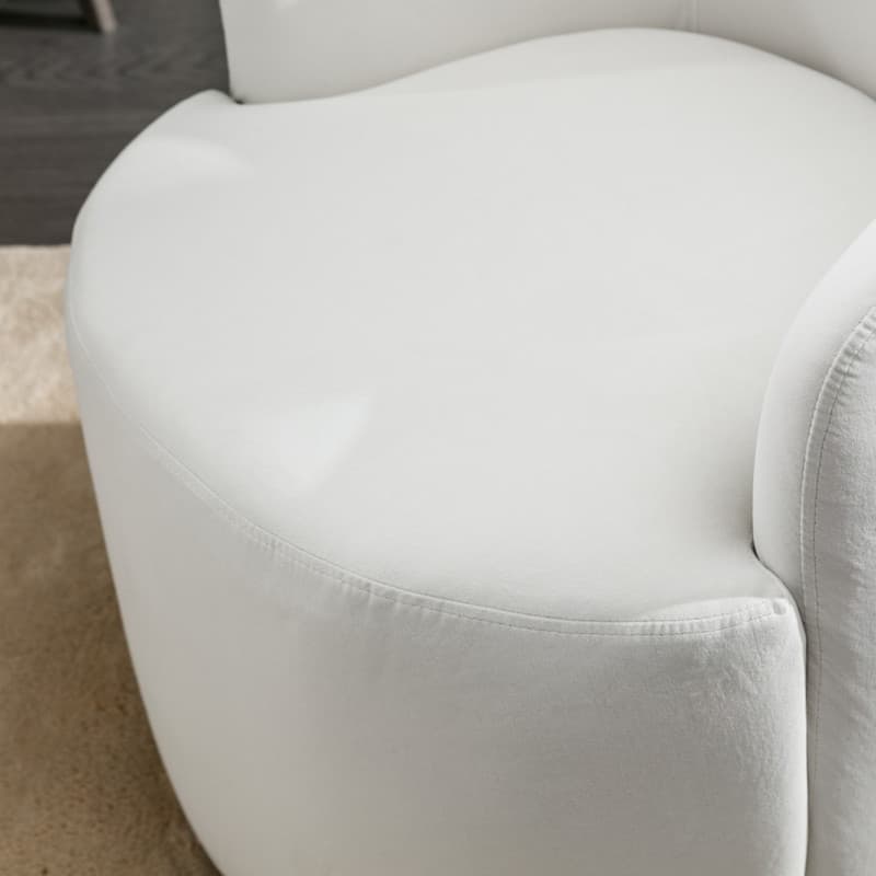 Velvet Fabric Swivel Accent Barrel Chair With Powder Coating Metal Ring
