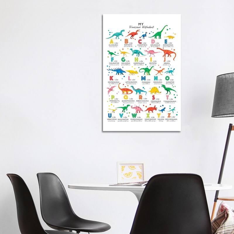 iCanvas "Bright Dinosaur Alphabet" by PaperPaintPixels Canvas Print - 40x26x1.5