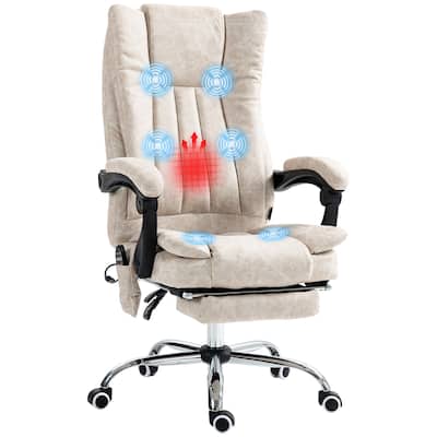 Microfibre 360° Swivel Massage Office Recliner with Vibration Massage, Heating, Footrest, Adjustable Height