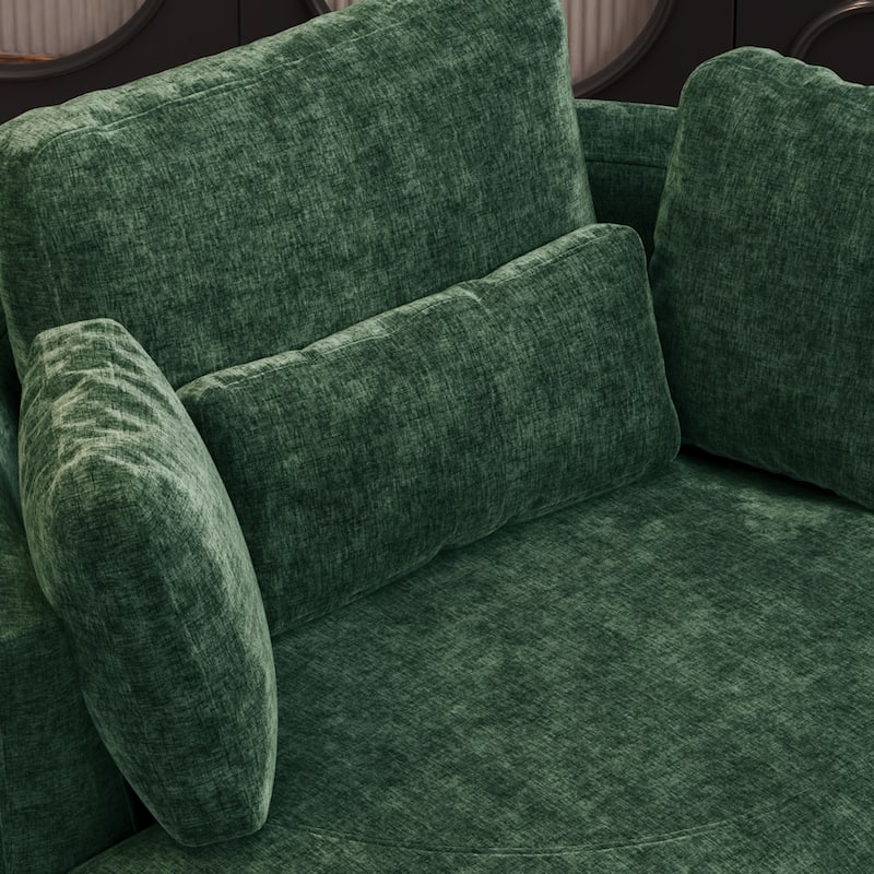 Modern Chenille 360° Swivel Accent Barrel Chair and Storage Ottoman
