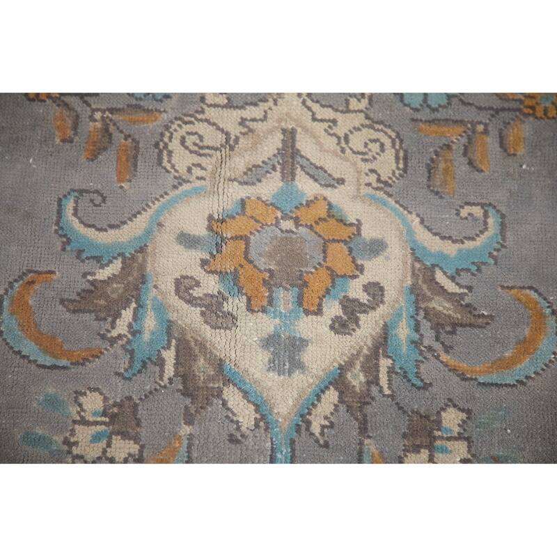 Hand Knotted Oriental 100% Wool Carpet Traditional Medallion Greys & Charcoal Tabriz Area Rug - 12' 8'' X 9' 6''