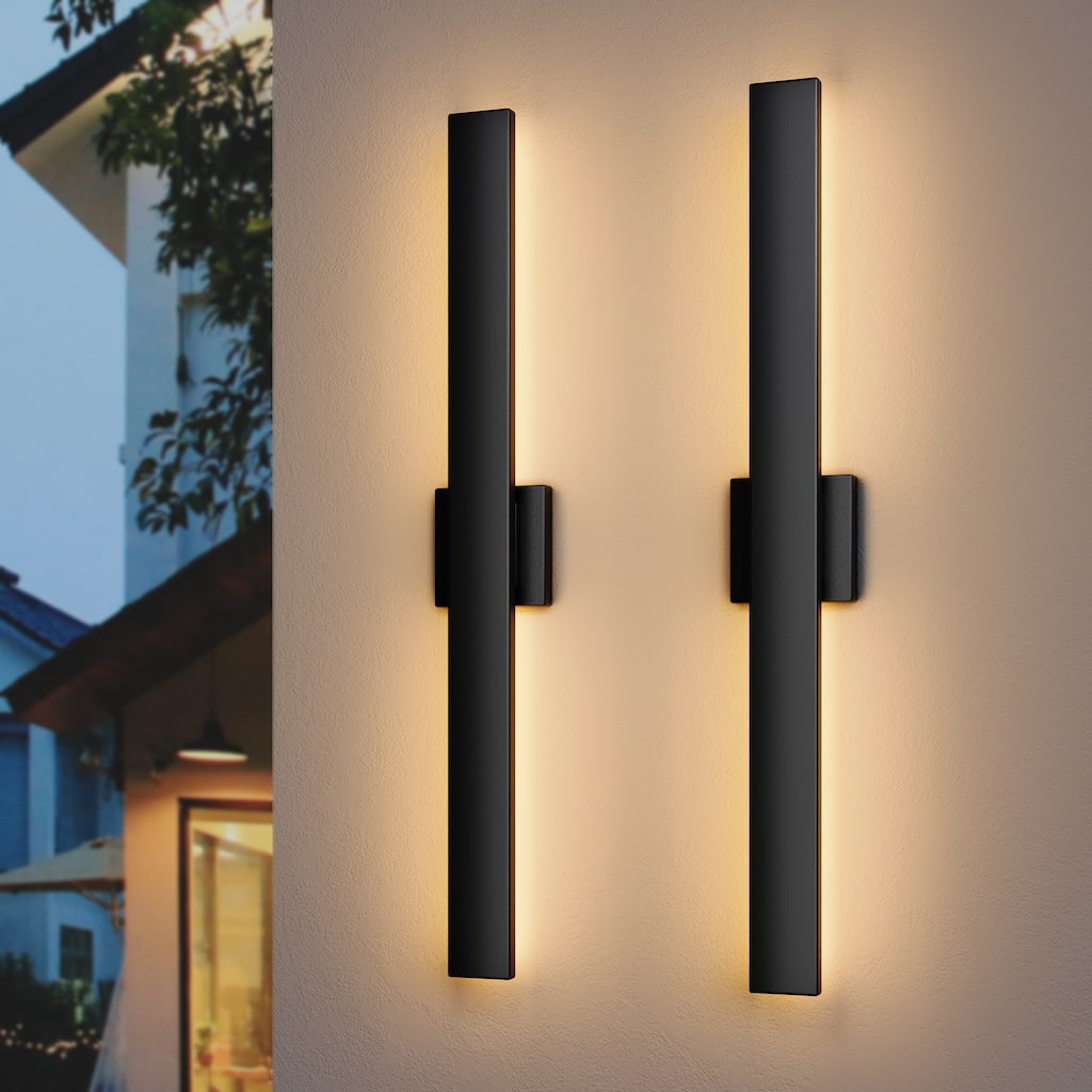 2Pack Outdoor Hardwired Bar Wall Light Linear Sconce with LED Source