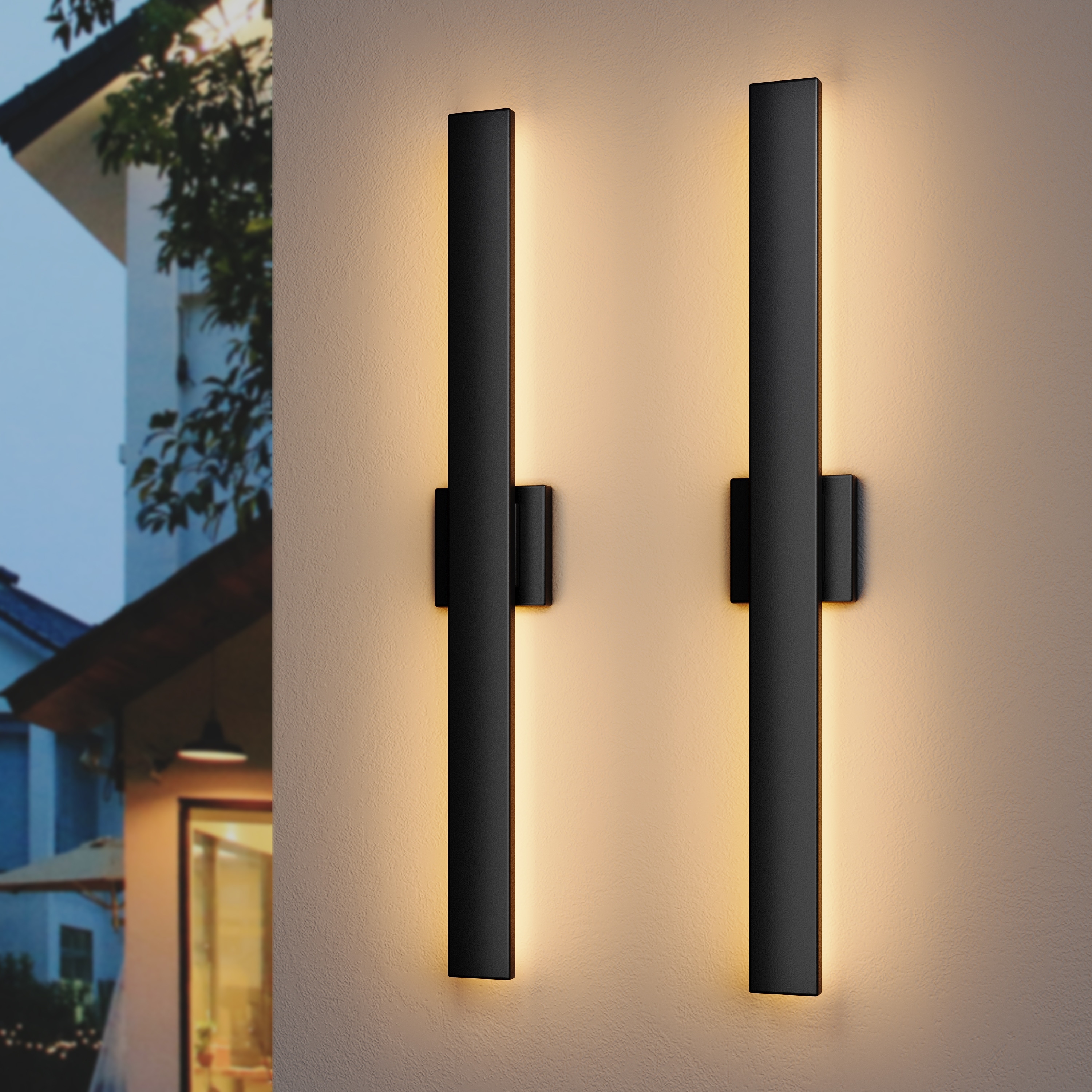 2Pack Outdoor Hardwired Bar Wall Light Linear Sconce with LED Source