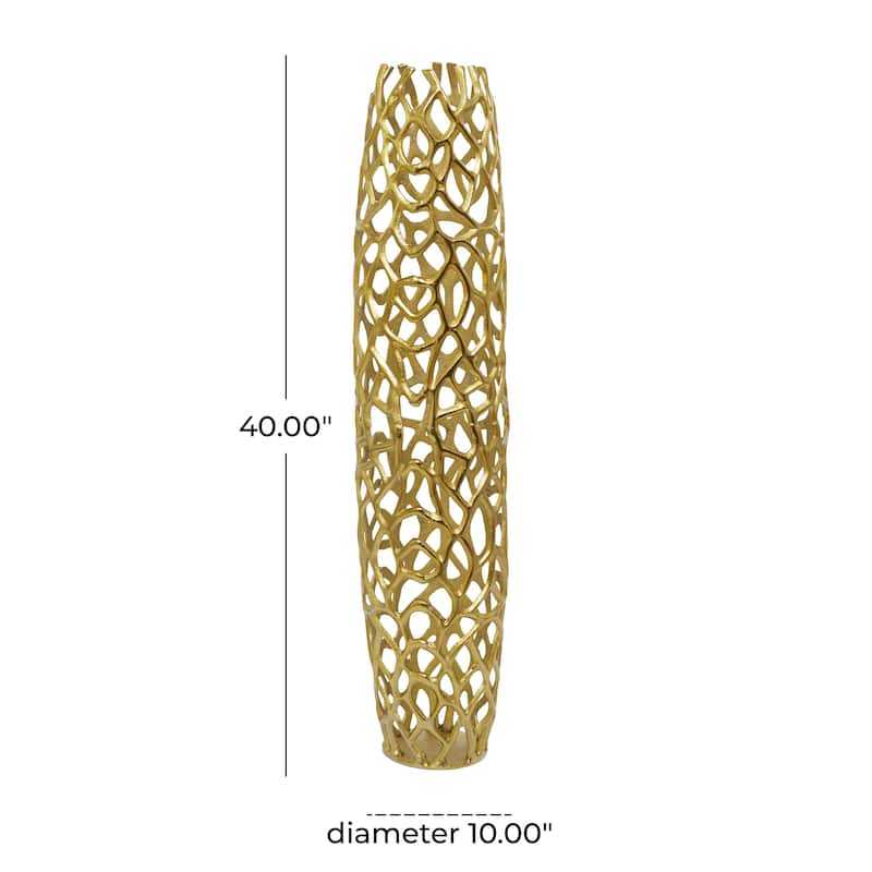 Aluminum Metal Cutout Coral Decorative Vase - Gold or Silver - Roche River Decor