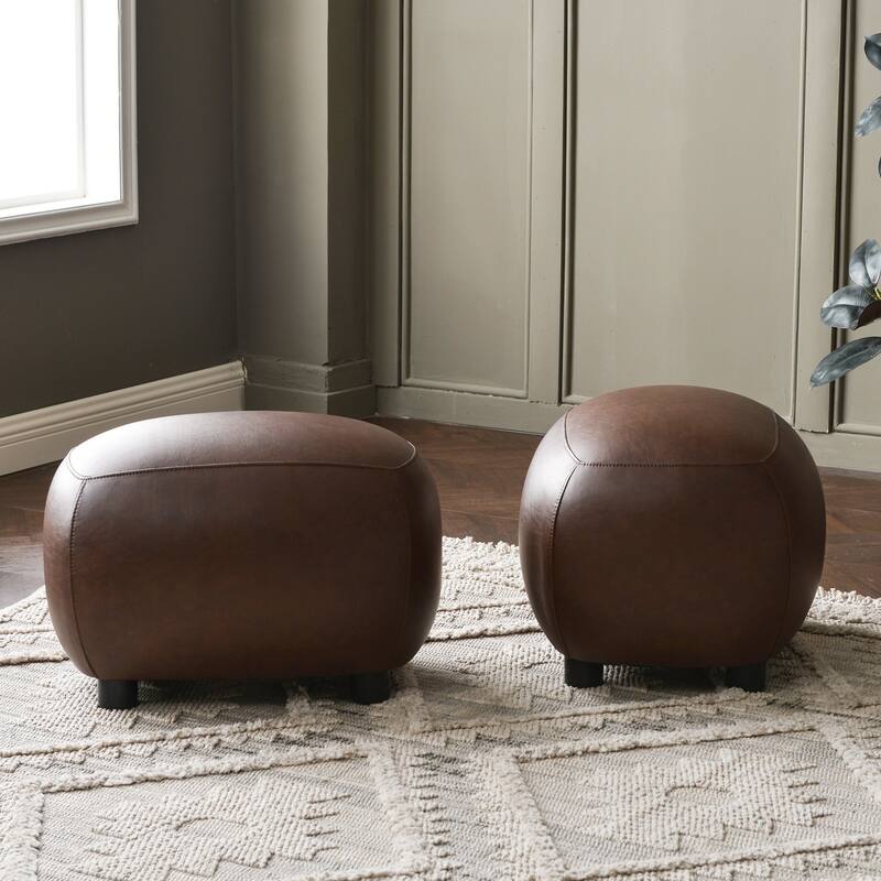 KINWELL 23" Wide Faux Leather Upholstered Ottoman Footrest, PU Entryway Footstool