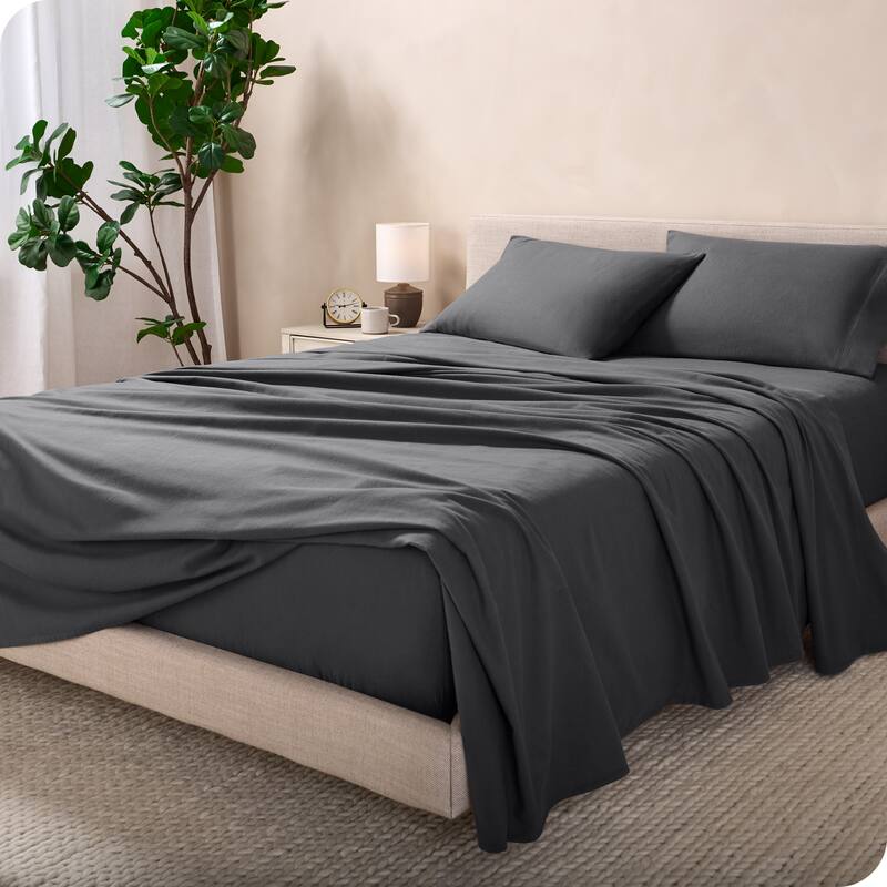 Bare Home Cotton Flannel Sheet Set - Velvety Soft Heavyweight - Twin XL - Grey