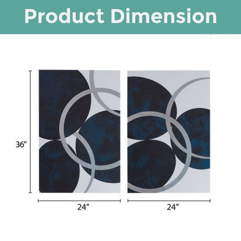 2-piece wall art set navy silver foil abstract cotton celestial orb