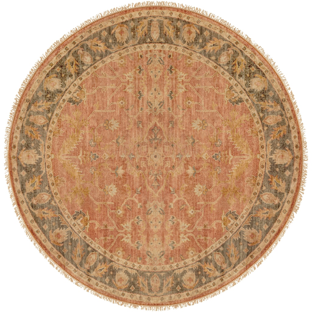 Orange Hand-knotted Wool Area Rug - 8' Round