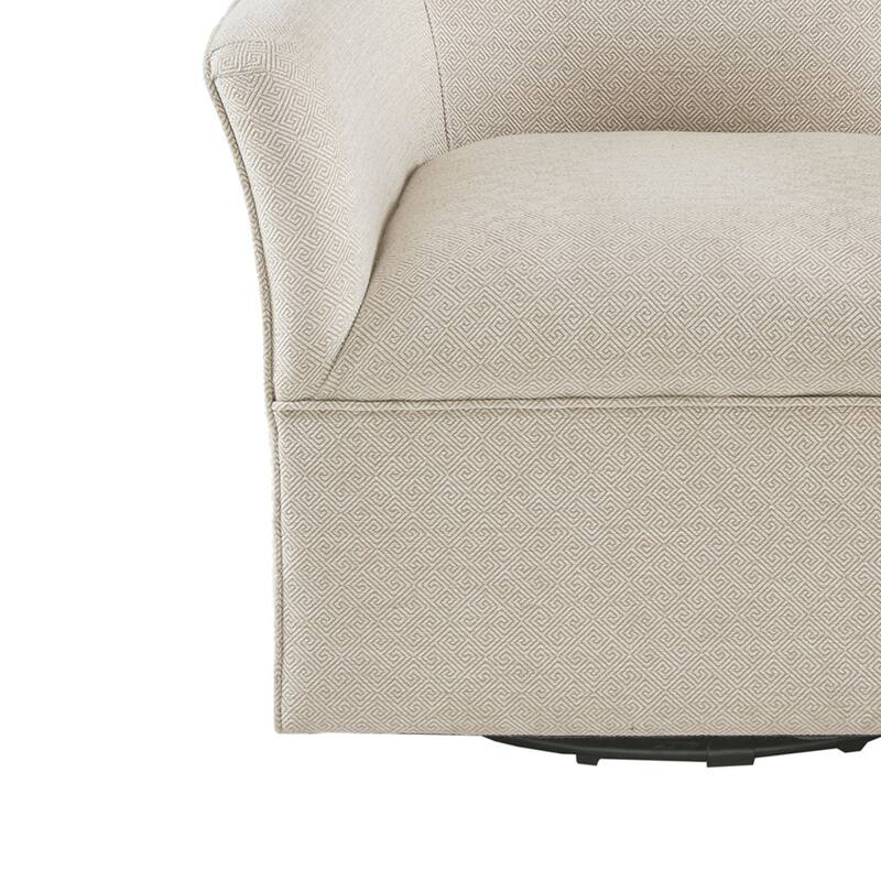 Roomfitters Swivel Glider Accent Chair, Upholstered Armchair with 360 Degree Gliding Base and Tight Cushion Design, Cream