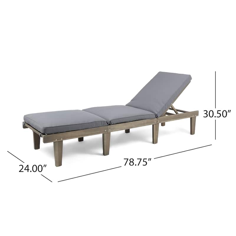 Ariana Acacia Wood Outdoor Chaise Lounge with Cushion by Christopher Knight Home - N/A