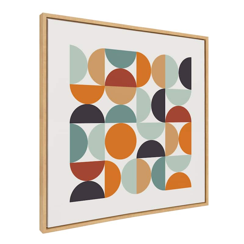 Kate and Laurel Sylvie Circles and Curves Retro Color Framed Canvas by The Creative Bunch Studio - 30x30