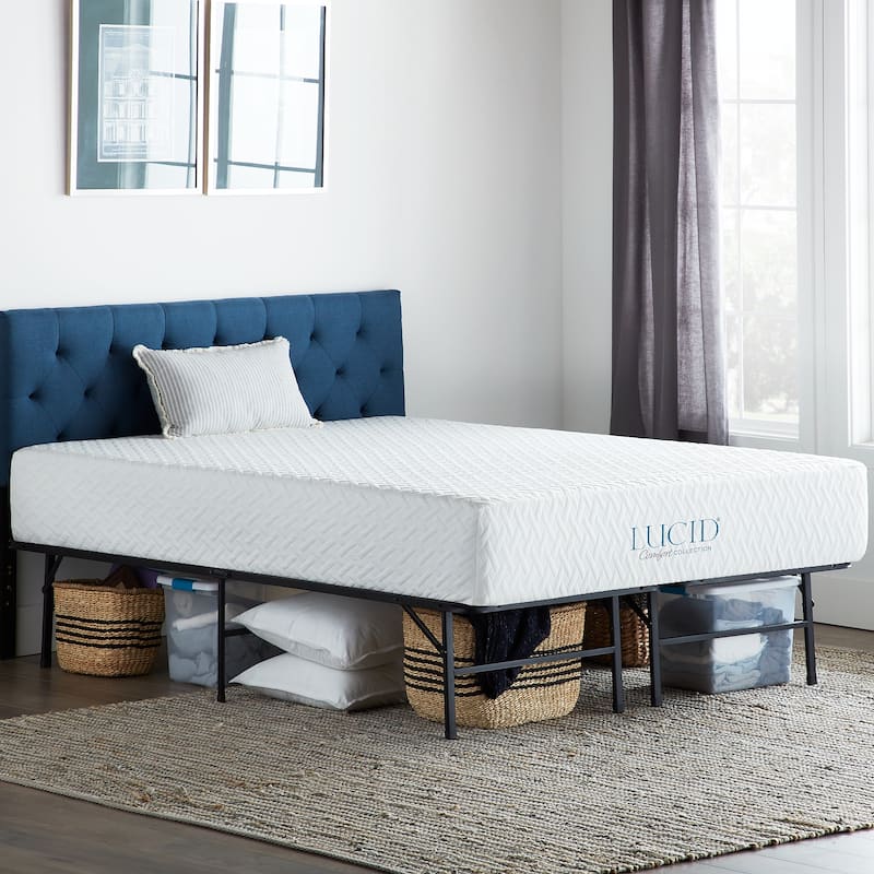 LUCID Comfort Collection 10-inch Gel Memory Foam Mattress with Platform Bed Frame Set