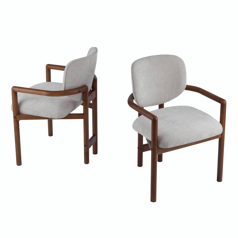 Set of 2 Upholstered Arm Chairs with Rubber Wood Accent Legs